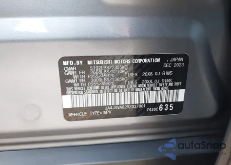 2024 Mitsubishi Outlander Se 2.5 S-Awc/Se Black Edition S-Awc/Se Black Edition W/Pano Roof S-Awc/Se Ralliart S-Awc z USA, uszkodzony, nr VIN JA4J4VA82RZ037001